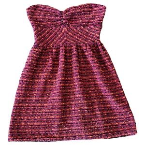 Ladies strapless Striped Pink and Purple Dress